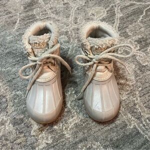 Sperry Duck Boots Toddler Size 8 Cream Faux Fur